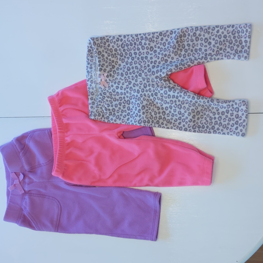 4/$15- 12M Baby Girl Fleece Pants Bundle